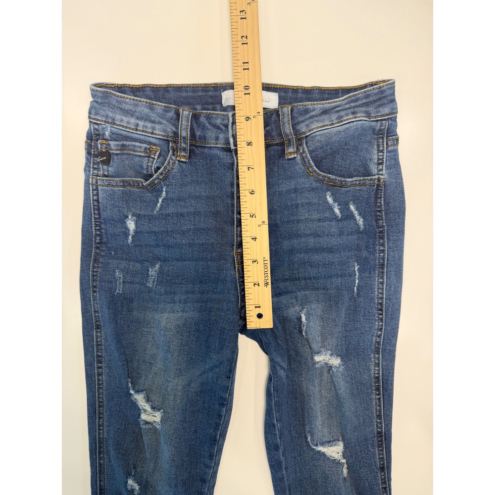 KanCan High Rise Distressed Skinny Jeans Blue Button Fly KC5109M Size 3/25 - Picture 4 of 9